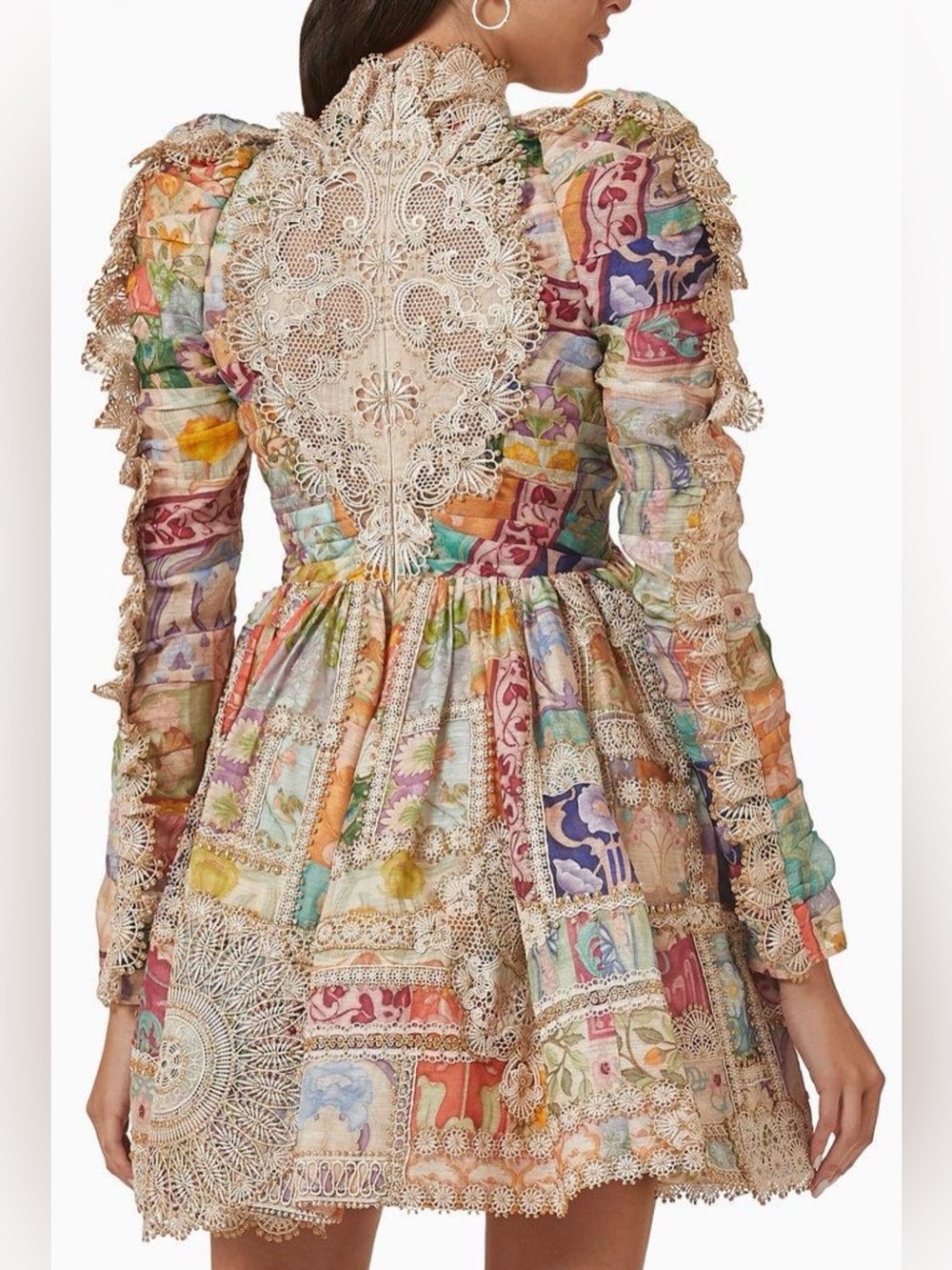 Zimmermann Cosmic Zodiac Doily Mini Dress 0 Floral Tile US 4 Linen Silk Runway - Picture 4 of 16